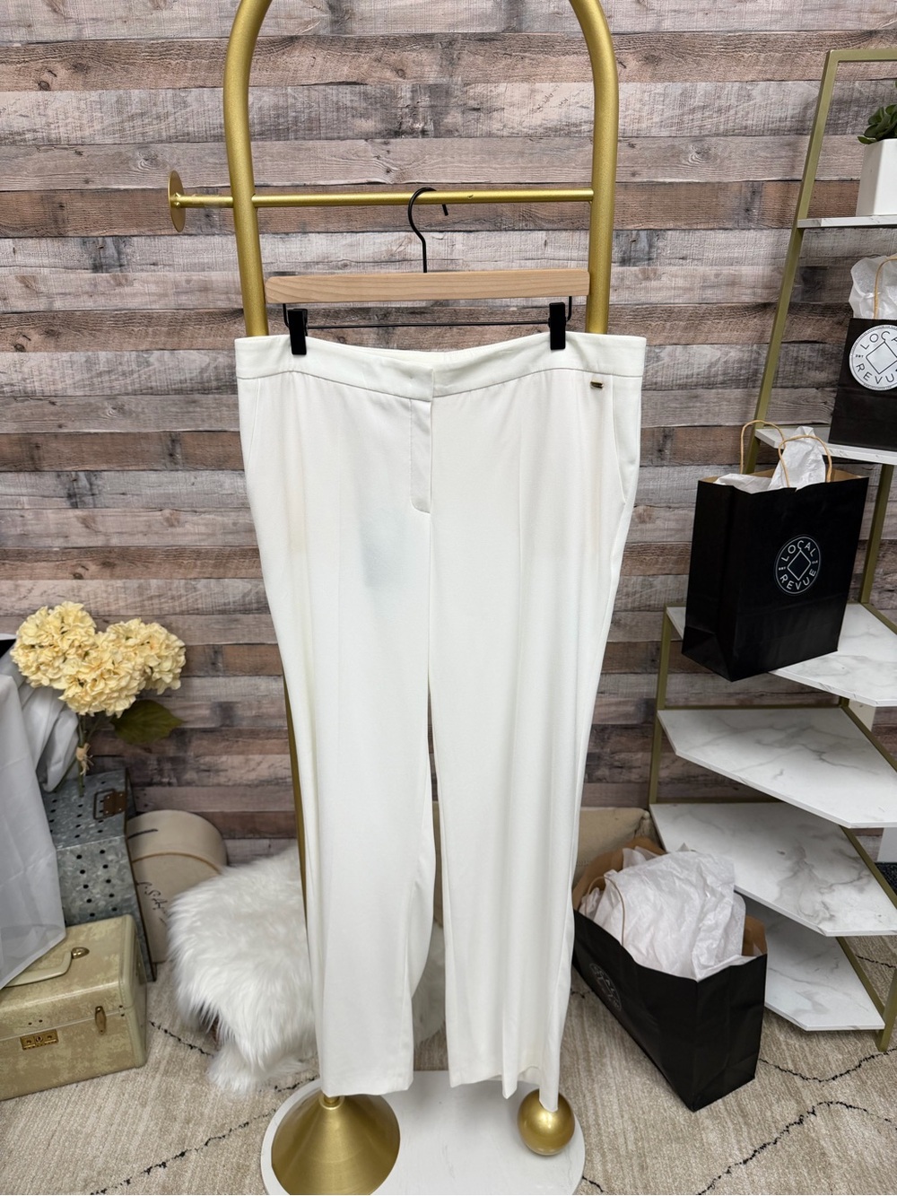 Escada Cream Straight-Leg Dress Trousers